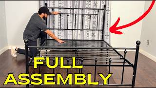 Allewie 14" Metal Bed Frame Full Assembly Victorian Headboard