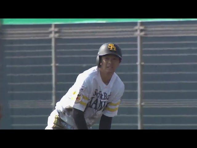 【5回裏】ホークス・川瀬晃 振り抜いた当たりはライトへのタイムリーヒット!! 2022年2月22日 福岡ソフトバンクホークス 対 埼玉西武ライオンズ