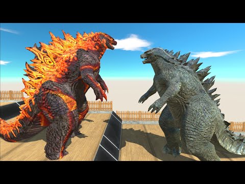 Lava Godzilla 2021 VS Godzilla 2014 Death Fall - Animal Revolt Battle Simulator