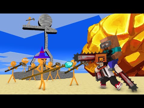 PANPAN XD - Monster School : STICK WAR LEGACY CHAINSAW MAN CHALLENGE - Minecraft Animation