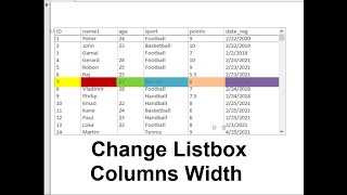 How to change listbox columns width in MS access forms VBA