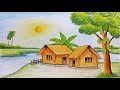 How to draw Landscape || Scenery of beautiful nature / scenery of summer season - step by step