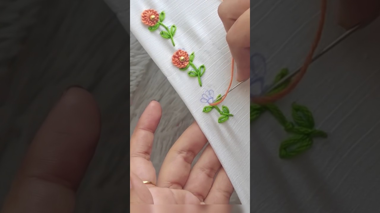 beautiful flowers border embroidery#embroidery#embroidered#art#stitching#diy#ytshorts#flower