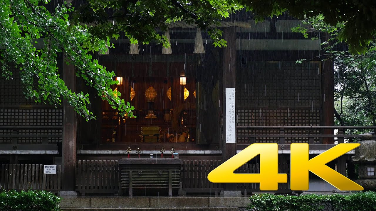 Tokyo Okusawa Shrine in the summer rain
