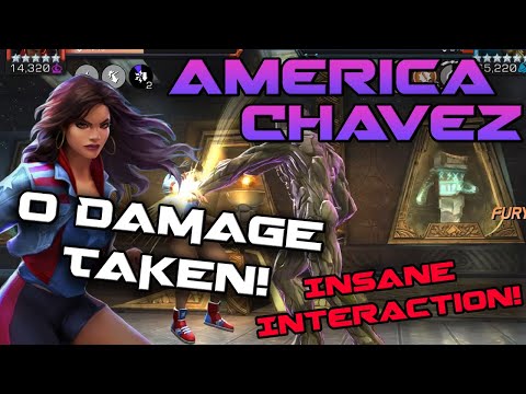 [MCOC] America Chavez takes NO Damage! Reducing the Opponent's attack to 0! Super Fun Interaction!