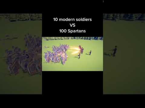 10 modern soldiers vs 100 spartans #tabs #shorts #totallyaccuratebattlesimulator