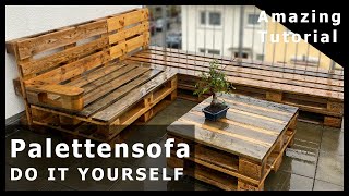 Palettensofa mit aufklappbaren Tisch , Rücken- und Armlehne: Anleitung zum selber bauen! - DIY