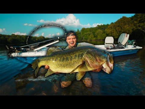 I Caught A GIANT BASS In My New Project Boat!! (broke the curse)