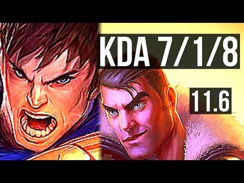 GAREN vs JAYCE (TOP) | 7/1/8, 1.7M mastery, Godlike, 300+ games | KR Diamond | v11.6
