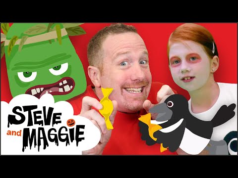 Steve and Maggie Halloween Go Away, Monster! | Haunted House and Piñata for Kids | Wow English TV
