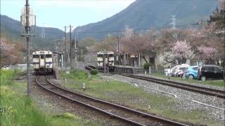 【ローカルな駅】春の採銅所駅を発着するディーゼルカー