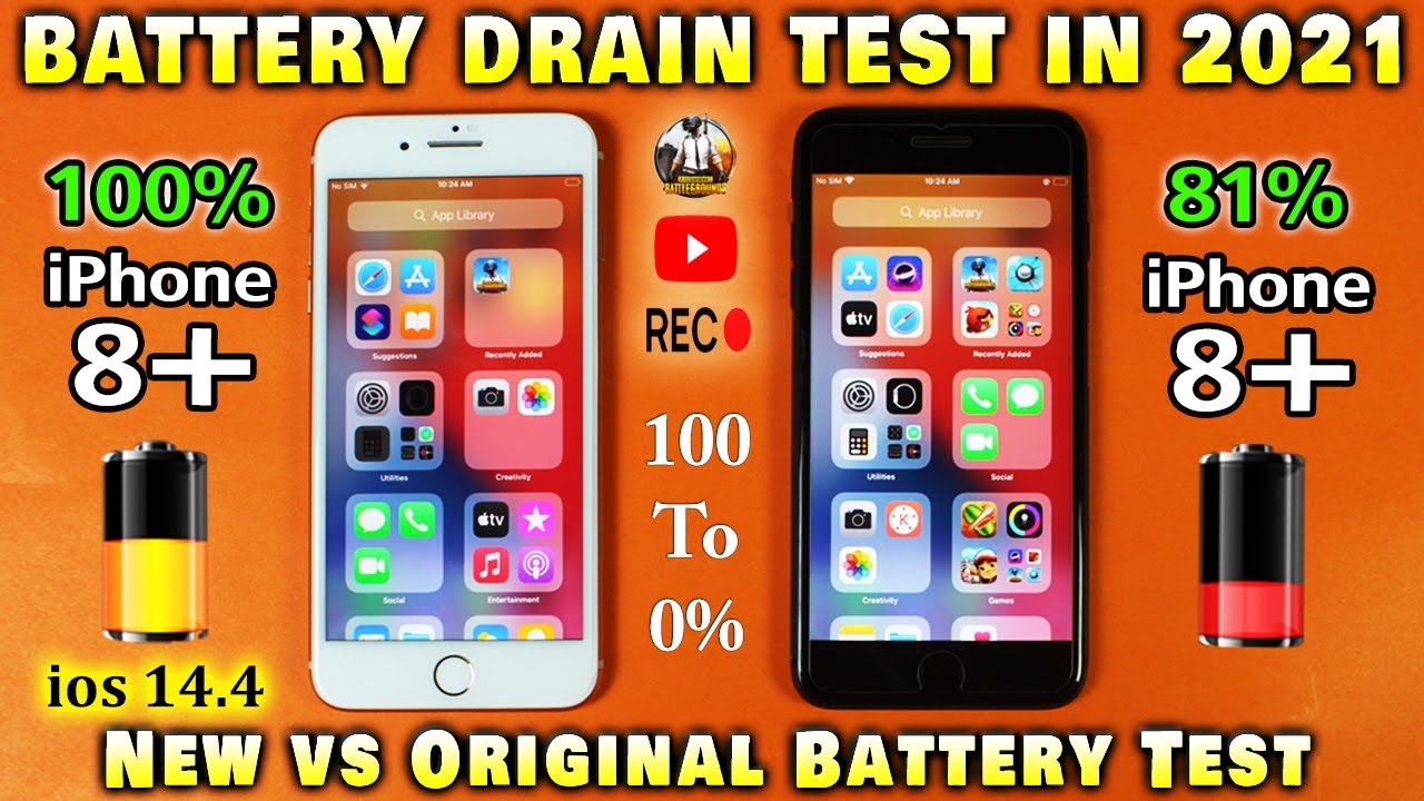 iPhone 8 Plus New Battery vs Original Battery Life Drain Test in 2021 | 8 Plus IOS 14.4 Battery Test