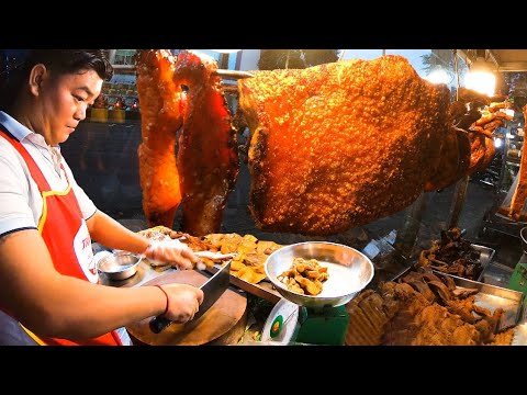 Night street chopped Crispy Pork in Phnom Penh | Cambodian Street Food