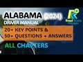 Alabama Driver Manual 2024 – ALL Chapters Key Points & Questions Answers | RoadReadyRecaps