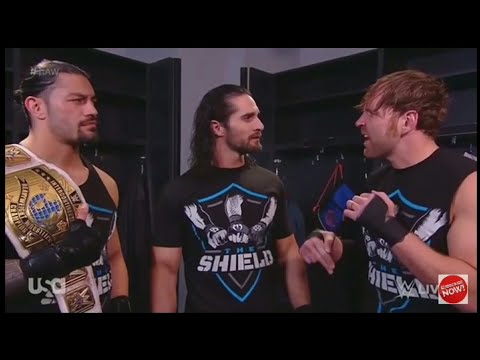 Roman Reigns Dean Ambrose and Seth Rollins at Raw Backstage.