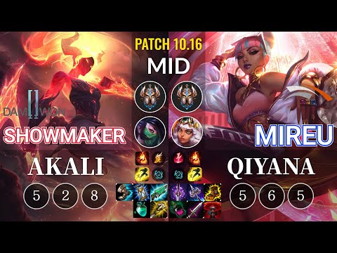 DWG ShowMaker Akali vs HLE Mireu Qiyana Mid - KR Patch 10.16