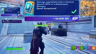 How to EASILY Damage opponents with a Tactical Assault Rifle or a Gatekeeper Shotgun Fortnite Quest!