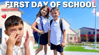 FIRST DAY of 1st grade & 3rd grade! & putting my LAST baby to bed as a 2 YR old! *EMOTIONAL