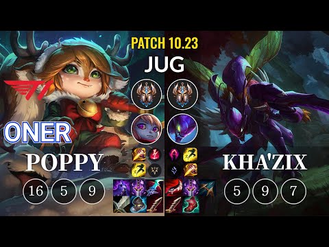 T1 Oner Poppy vs Kha'Zix Jungle - KR Patch 10.23