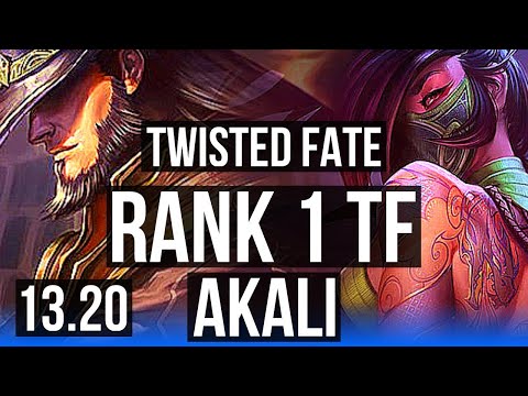 TWISTED FATE vs AKALI (MID) | Rank 1 TF, 6/1/12, Rank 19 | KR Challenger | 13.20
