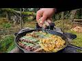 Cooking The Ultimate Forest Steak Pasta Deep Woods ASMR