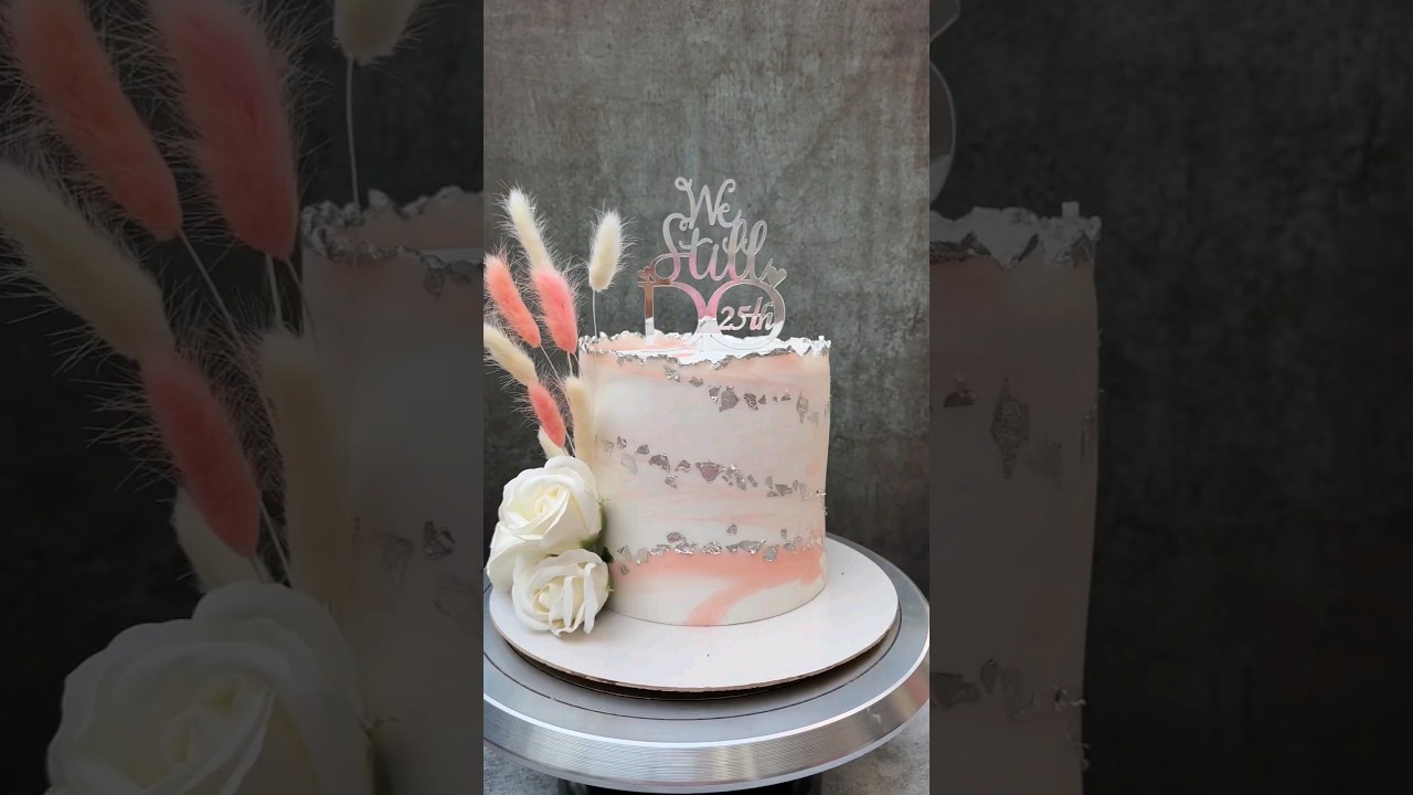 Minimalistic Tall Marble Cake for 25th wedding anniversary by MasterBaker Oindrila | aesthetic cakes