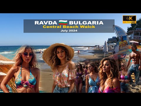 🏖️ Walking Ravda  Beach  🇧🇬 Bulgaria -2024 - July- 4K 60 FPS