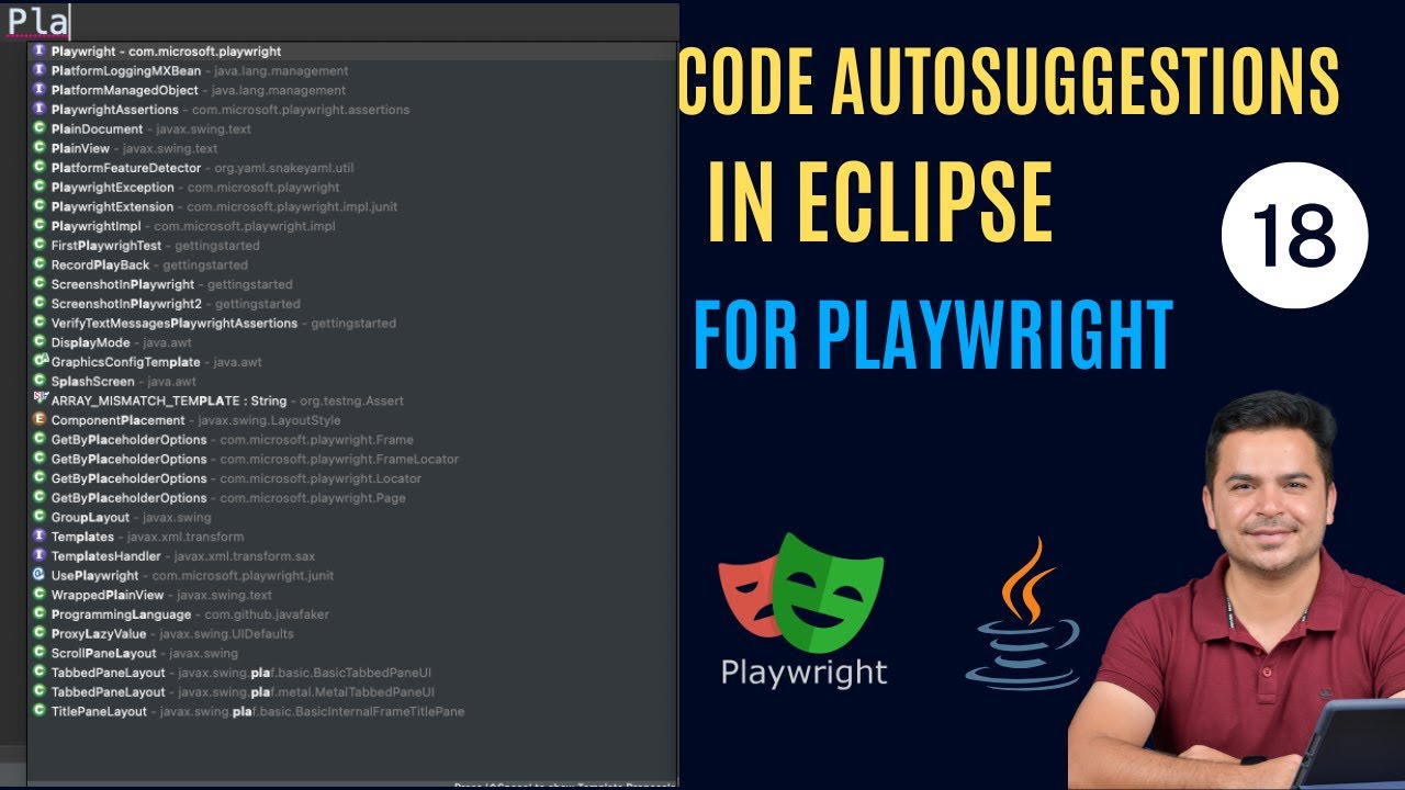 Eclipse IDE Autocomplete Code For Playwright| Code Suggestion in Eclipse For Playwright