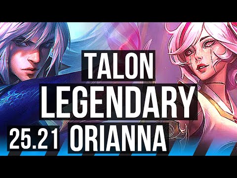 TALON vs ORIANNA (MID) | 18/1/5, 7 solo kills, Legendary | KR Master | 25.21
