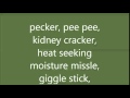 Pet Names for Genitalia Tom Green Lyrics 