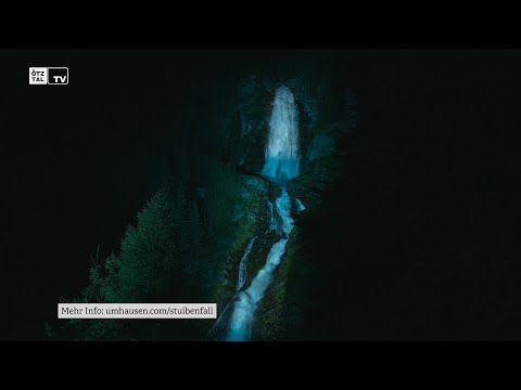 Stuibenfall Umhausen bei Nacht / Neue Beleuchtung