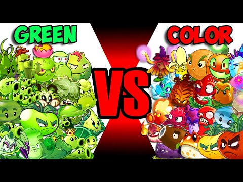 Team GREEN Vs All COLOR Plants - Who Will Win? - PvZ 2 Team Plant Vs Team Plant