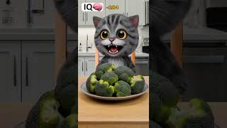 Low vs High IQ My Cat Eating Broccoli 😂🥦 #memes
