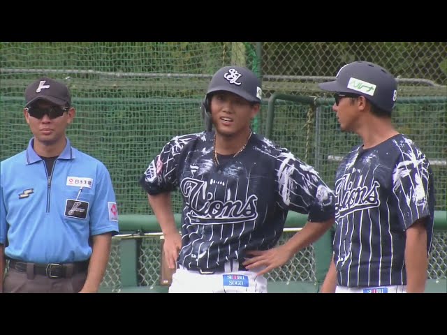 【ファーム】ライオンズ・牧野翔矢 レフト前に落ちるタイムリーヒットでリードを広げる!!  2024年8月28日 埼玉西武ライオンズ 対 北海道日本ハムファイターズ