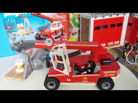 Grúa con Elevador de City Action bomberos de playmobil