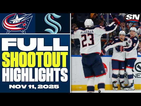 Columbus Blue Jackets at Seattle Kraken | FULL Shootout Highlights - November 11, 2025.