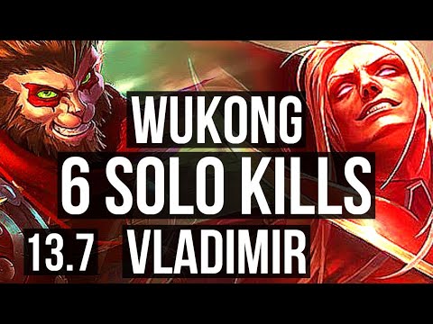 WUKONG vs VLADIMIR (TOP) | 6 solo kills, 900K mastery | KR Master | 13.7