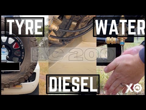 OVERLAND LANDCRUISER 200 | LONG RANGE Tanks, WATER supply & TYRE carriers, Diesel fuel tank 12V pump