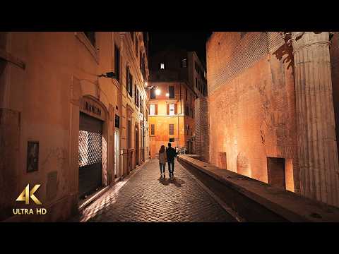 Rome, Italy • Pleasant Night Walk • 4K #ASMR