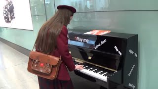 Schoolgirl Gets A Big Surprise At The Airport Piano