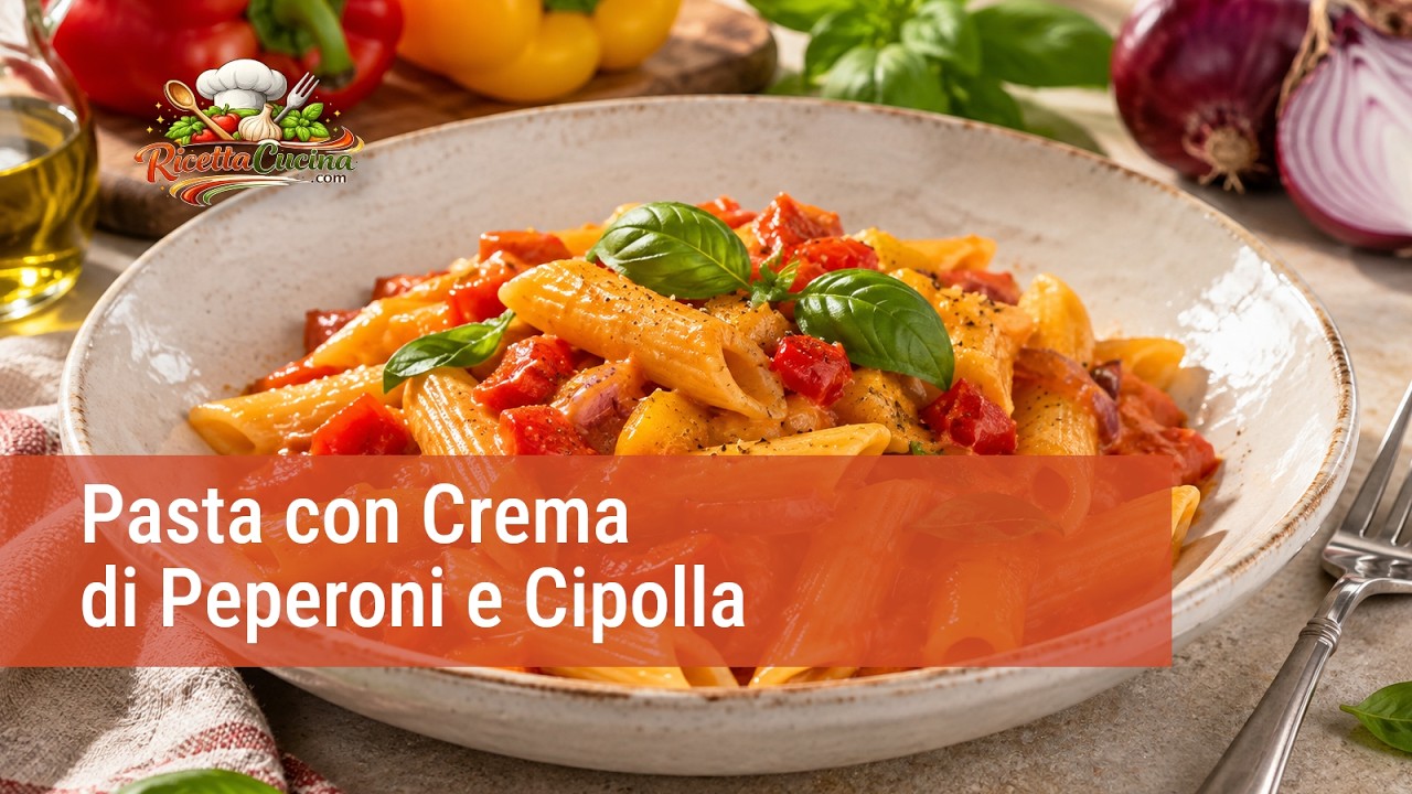 Anteprima video di Pasta con Crema di Peperoni e Cipolla