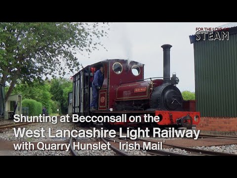 Quarry Hunslet 'Irish Mail' shunting on the West Lancashire Light Railway at Becconsall