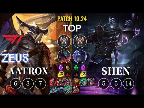 T1 Zeus Aatrox vs Shen Top - KR Patch 10.24