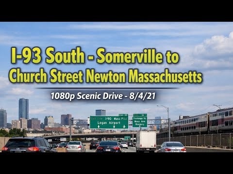 🚗 I-93 South - Somerville to Church Street Newton Massachusetts | 1080p Scenic Drive - 8/4/21