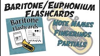 Baritone/Euphonium Fingering Chart Flashcards - How to Read & Play Notes
