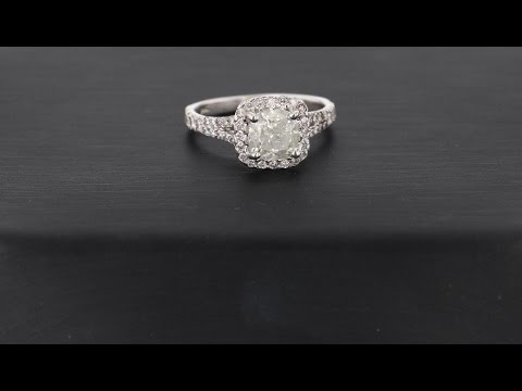 2.04 Carat G,SI2-I1 Cushion Cut Diamond  Halo Pave Split Band Diamond Engagement Ring