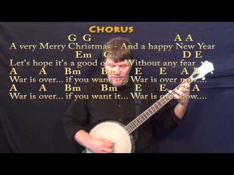 Happy X-Mas (War is Over) Banjo Cover Lesson in A w/ Chords/Lyrics