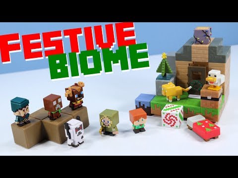 Minecraft Mini Figures Festive Biome Pack Review Christmas Skins