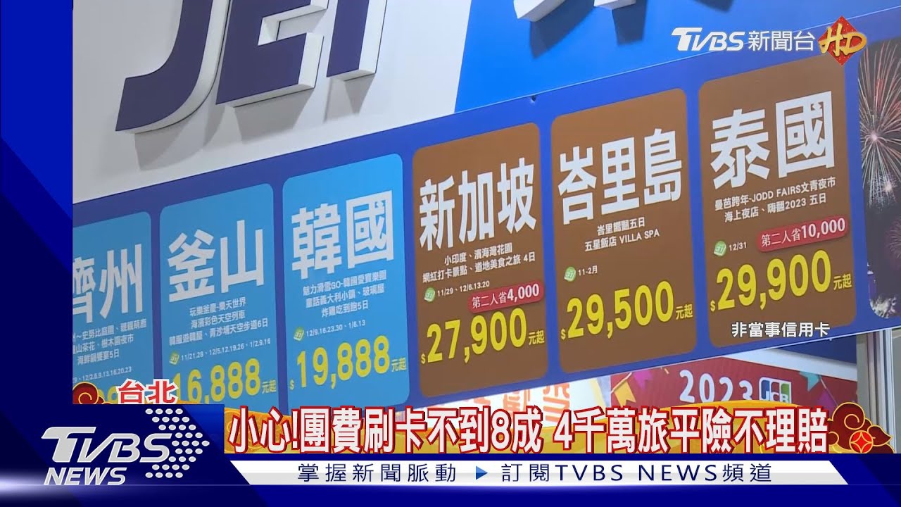 小心!團費刷卡不到8成 4千萬旅平險不理賠