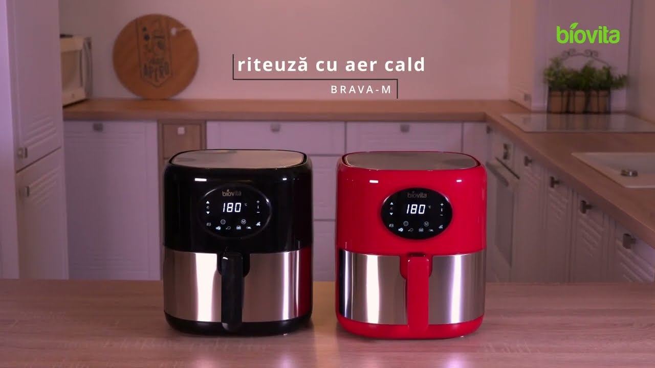 Friteuza cu aer cald Brava-M, Digitală, 3.6 Litri, Neagră